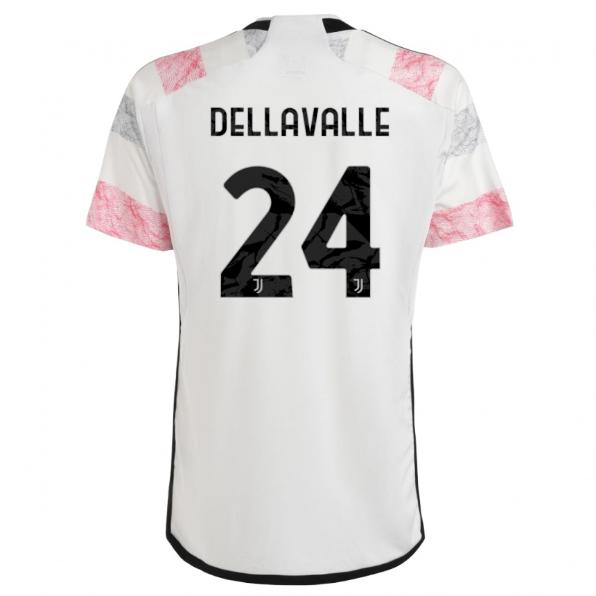 Kinder Fußball Lorenzo Dellavalle #24 Weiß Rosa Auswärtstrikot Trikot 2023/24 T-Shirt Luxemburg
