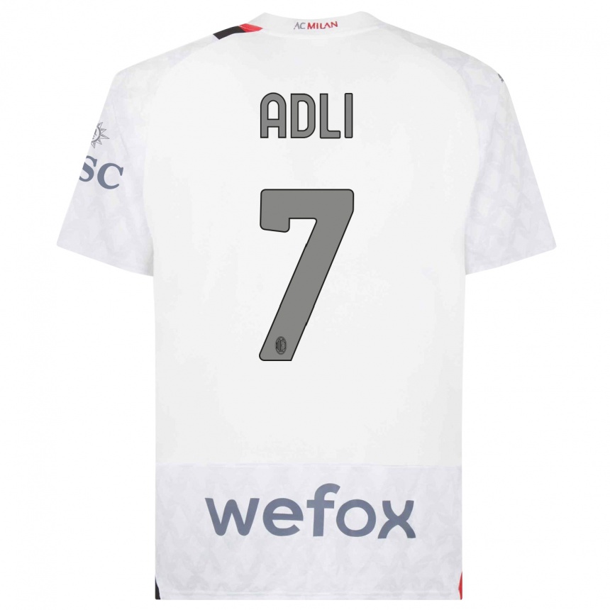 Kinder Fußball Yacine Adli #7 Weiß Auswärtstrikot Trikot 2023/24 T-Shirt Luxemburg