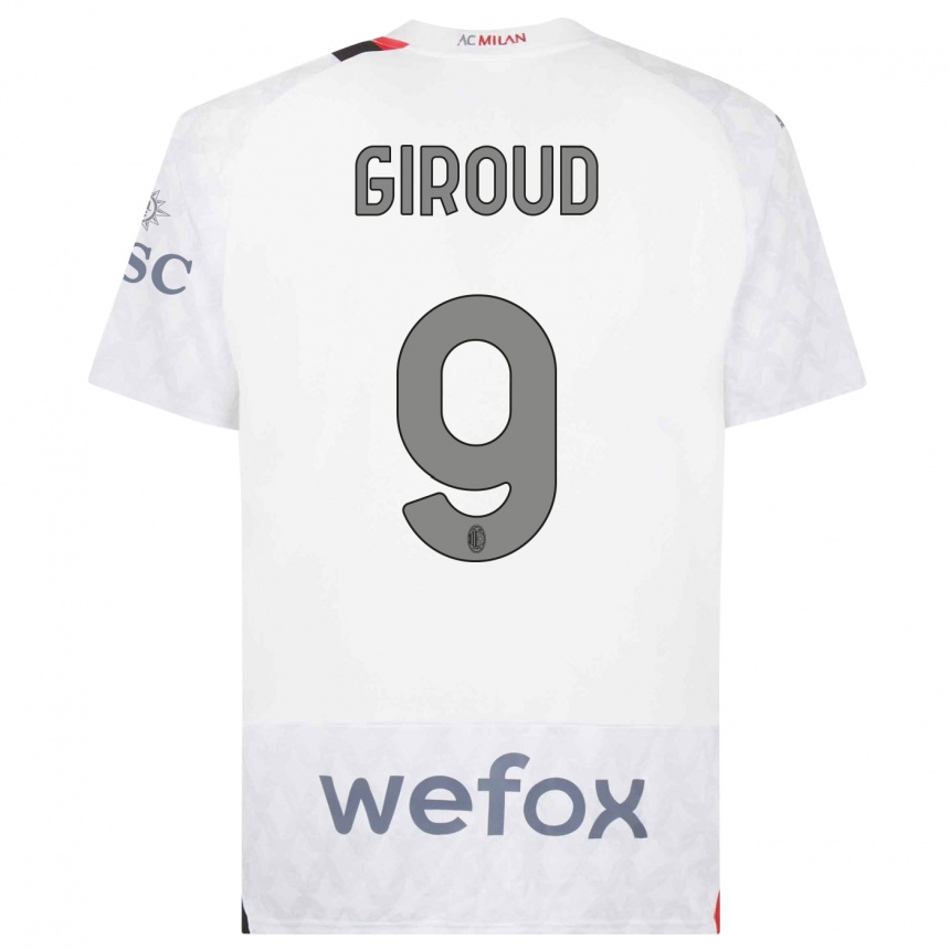 Kinder Fußball Olivier Giroud #9 Weiß Auswärtstrikot Trikot 2023/24 T-Shirt Luxemburg