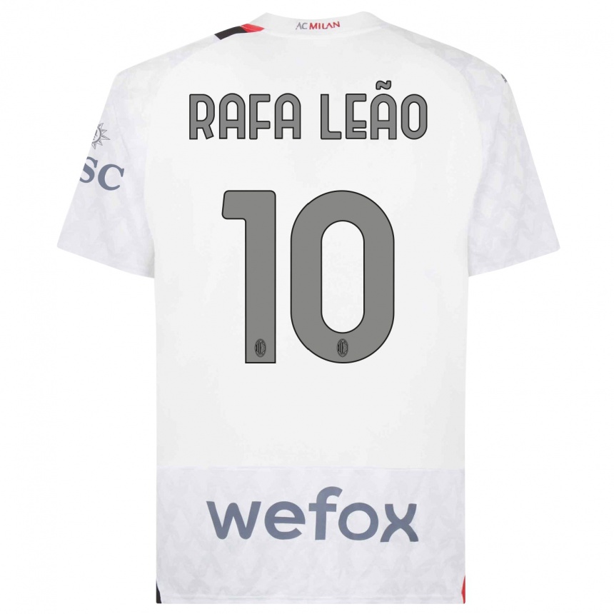 Kinder Fußball Rafael Leao #10 Weiß Auswärtstrikot Trikot 2023/24 T-Shirt Luxemburg