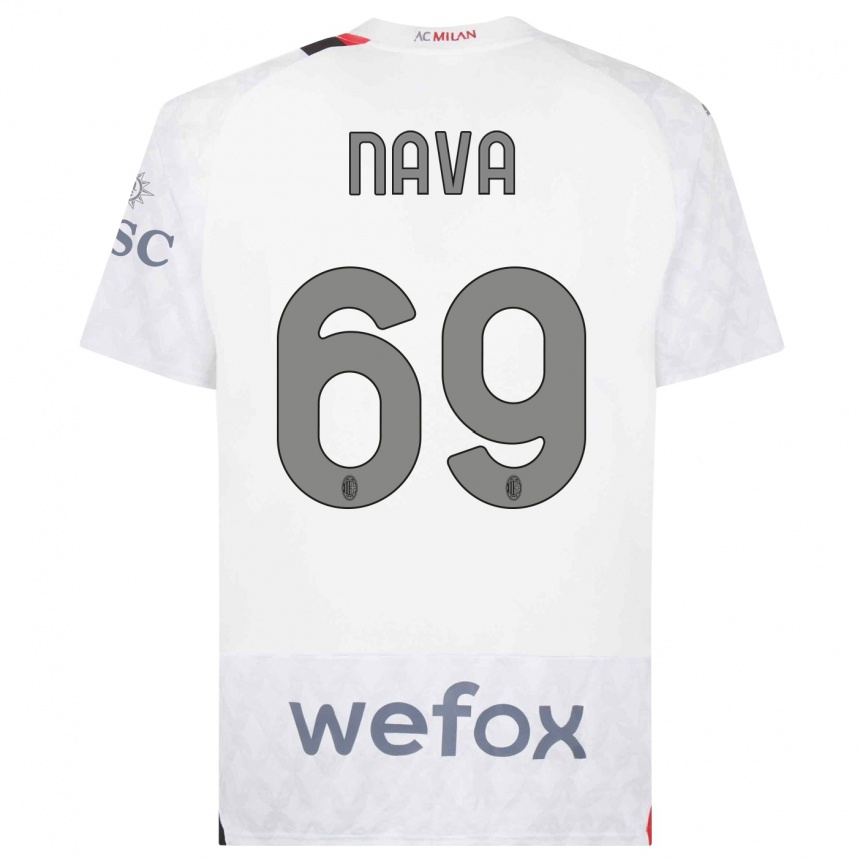 Kinder Fußball Lapo Nava #69 Weiß Auswärtstrikot Trikot 2023/24 T-Shirt Luxemburg