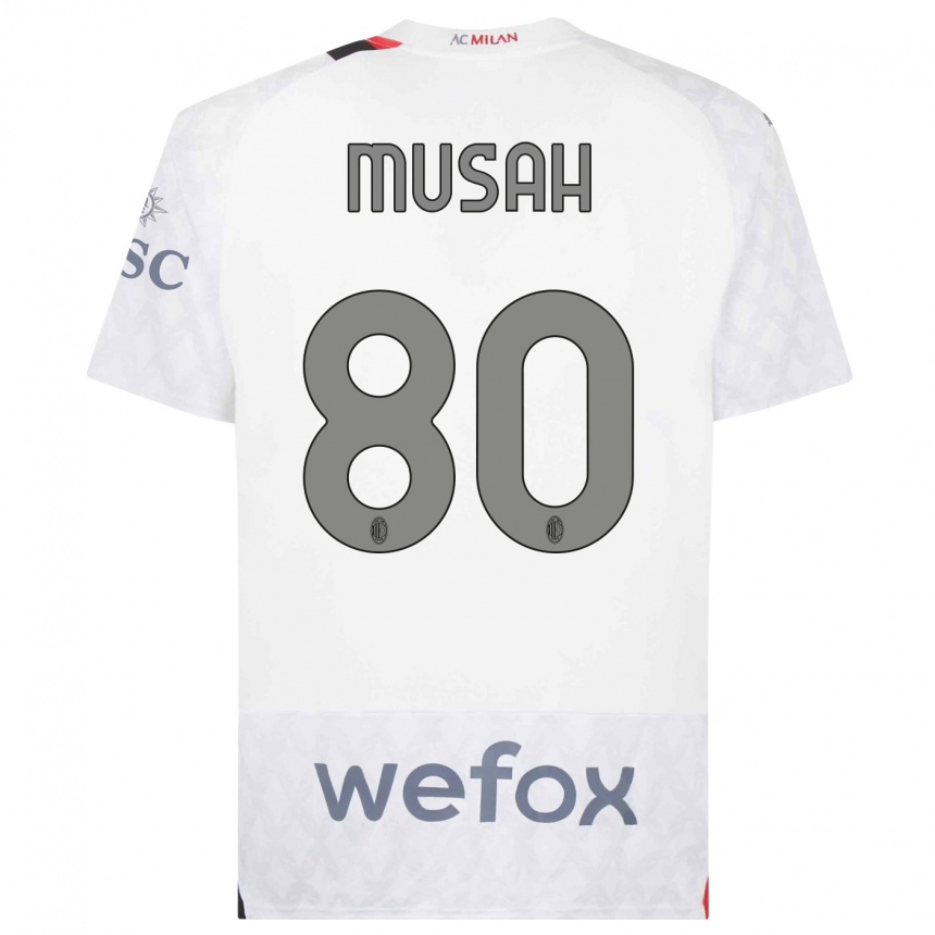 Kinder Fußball Yunus Musah #80 Weiß Auswärtstrikot Trikot 2023/24 T-Shirt Luxemburg