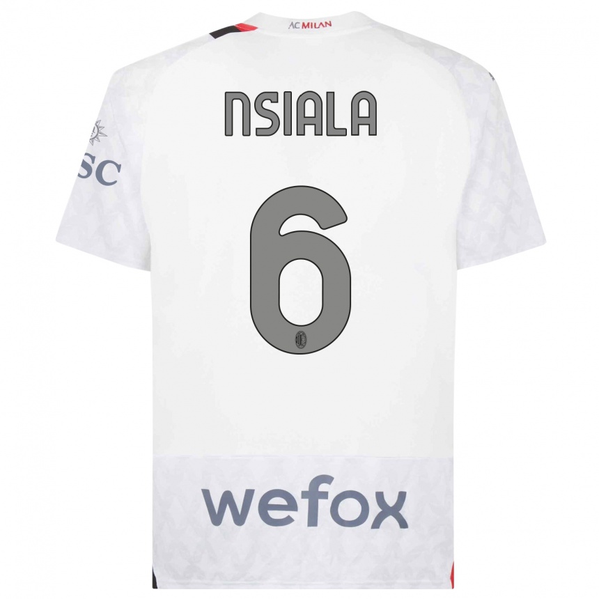 Kinder Fußball Clinton Nsiala #6 Weiß Auswärtstrikot Trikot 2023/24 T-Shirt Luxemburg