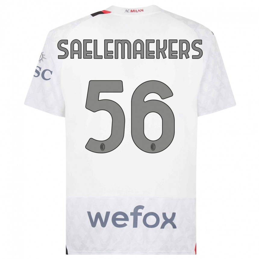 Kinder Fußball Alexis Saelemaekers #56 Weiß Auswärtstrikot Trikot 2023/24 T-Shirt Luxemburg
