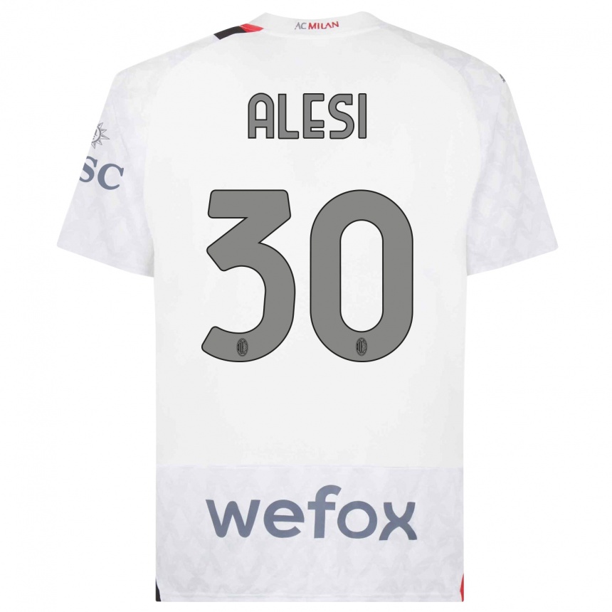Kinder Fußball Gabriele Alesi #30 Weiß Auswärtstrikot Trikot 2023/24 T-Shirt Luxemburg