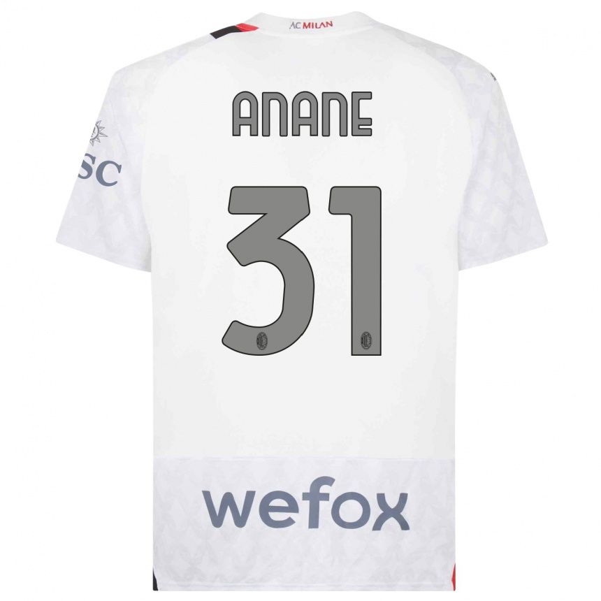 Kinder Fußball Emmanuel Anane #31 Weiß Auswärtstrikot Trikot 2023/24 T-Shirt Luxemburg
