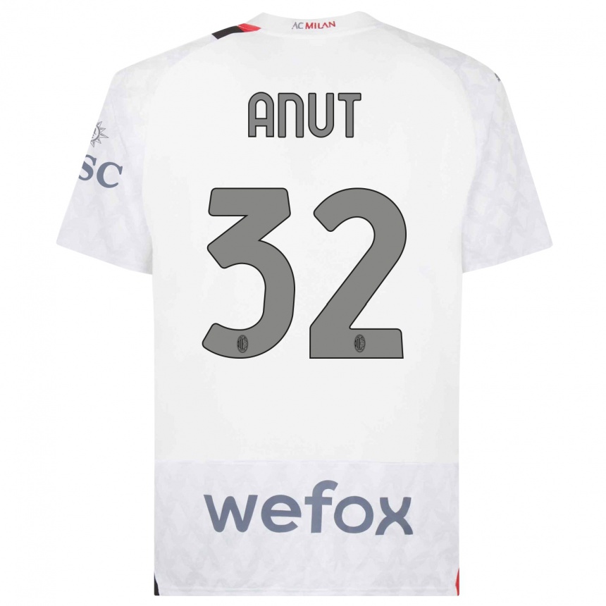 Kinder Fußball Niccolo Anut #32 Weiß Auswärtstrikot Trikot 2023/24 T-Shirt Luxemburg