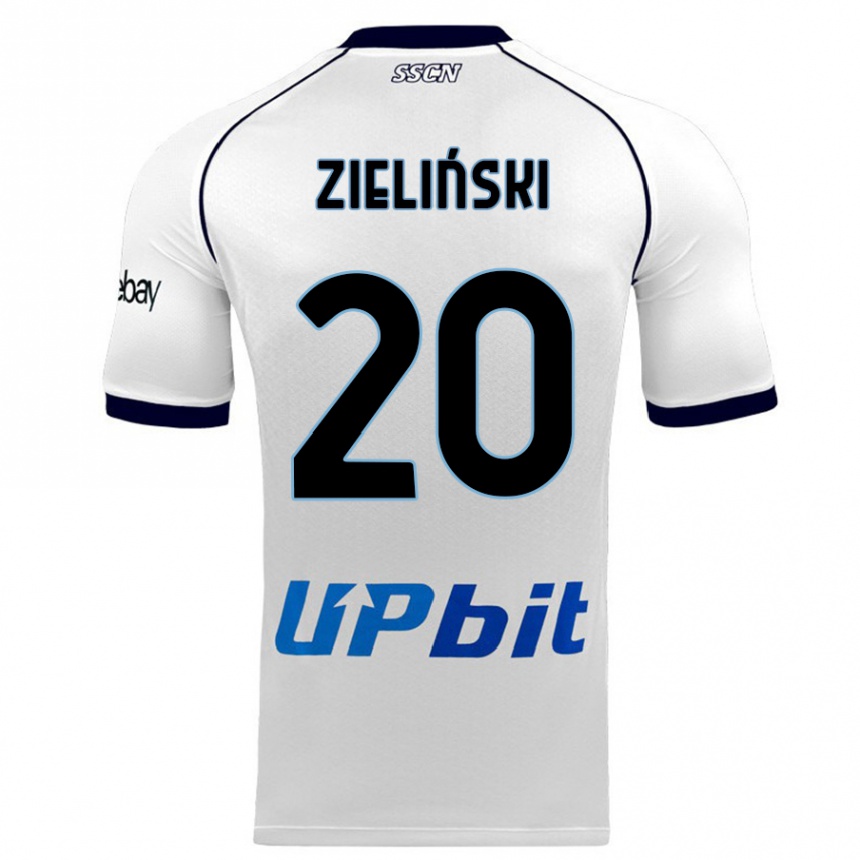 Kinder Fußball Piotr Zielinski #20 Weiß Auswärtstrikot Trikot 2023/24 T-Shirt Luxemburg
