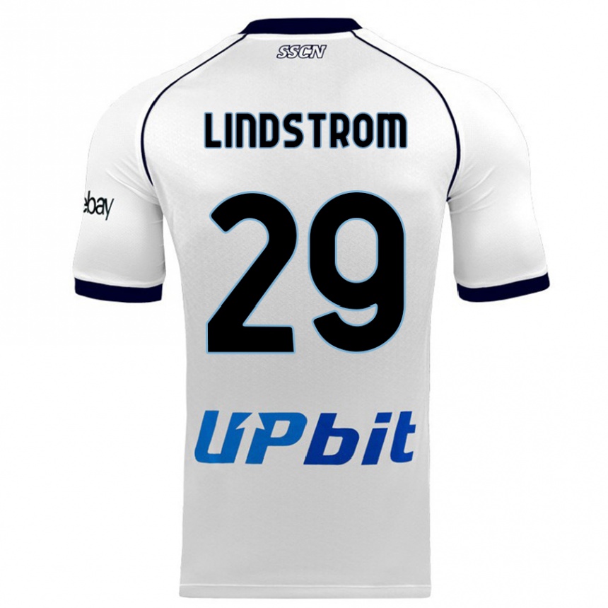 Kinder Fußball Jesper Lindstrøm #29 Weiß Auswärtstrikot Trikot 2023/24 T-Shirt Luxemburg
