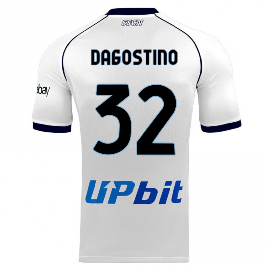 Kinder Fußball Giuseppe Dagostino #32 Weiß Auswärtstrikot Trikot 2023/24 T-Shirt Luxemburg