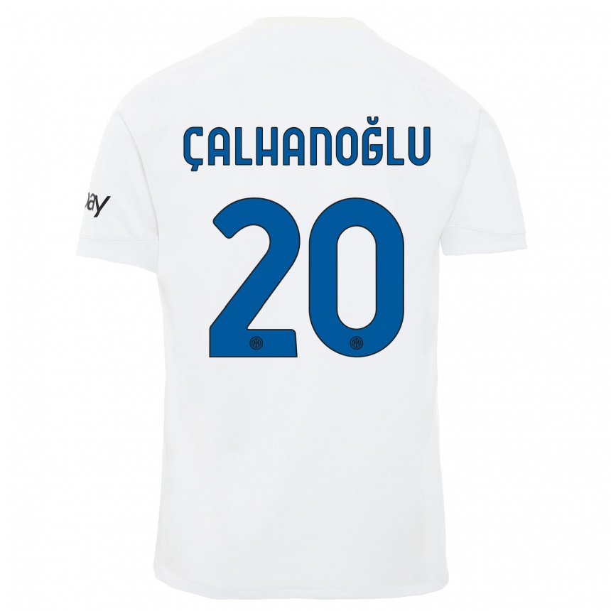 Kinder Fußball Hakan Calhanoglu #20 Weiß Auswärtstrikot Trikot 2023/24 T-Shirt Luxemburg