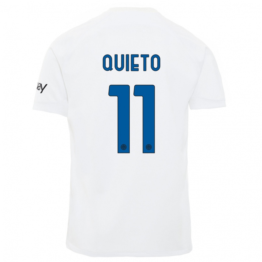 Kinder Fußball Daniele Quieto #11 Weiß Auswärtstrikot Trikot 2023/24 T-Shirt Luxemburg