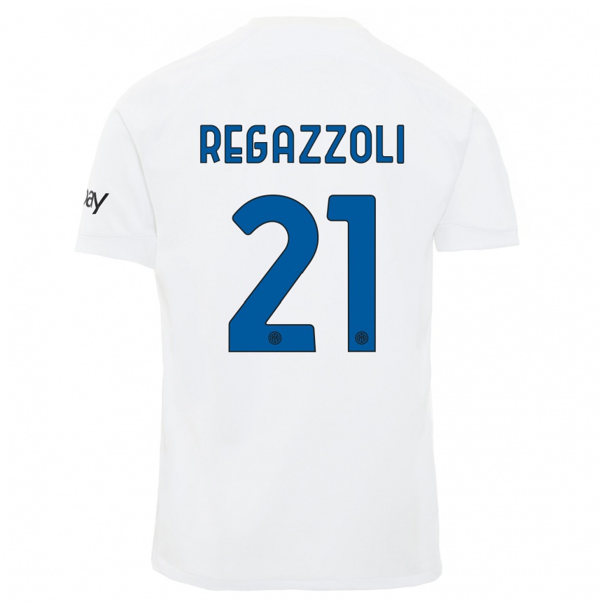 Kinder Fußball Alice Regazzoli #21 Weiß Auswärtstrikot Trikot 2023/24 T-Shirt Luxemburg