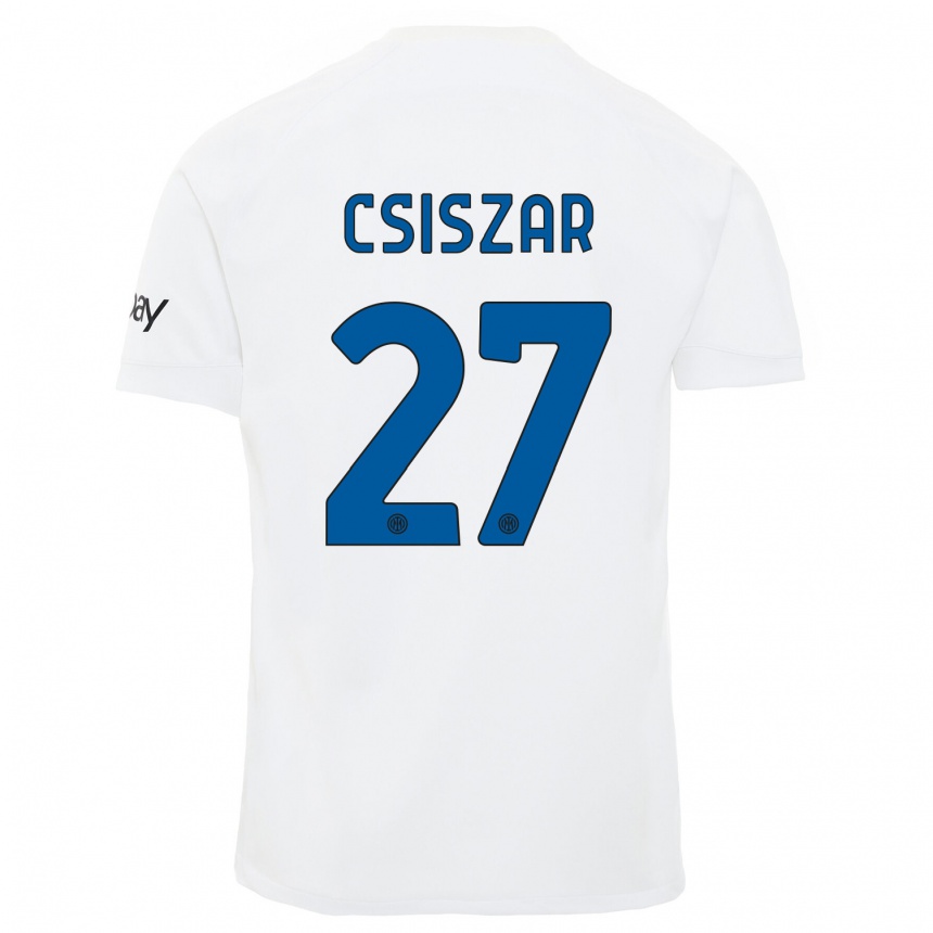 Kinder Fußball Henrietta Csiszar #27 Weiß Auswärtstrikot Trikot 2023/24 T-Shirt Luxemburg