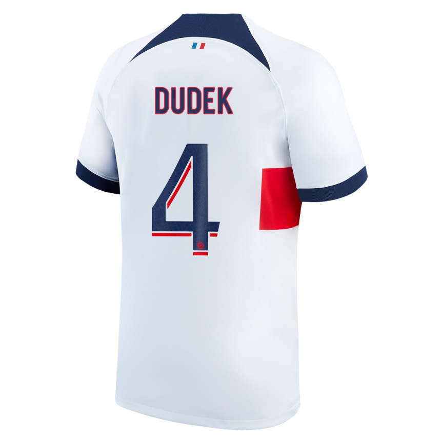 Kinder Fußball Paulina Dudek #4 Weiß Auswärtstrikot Trikot 2023/24 T-Shirt Luxemburg