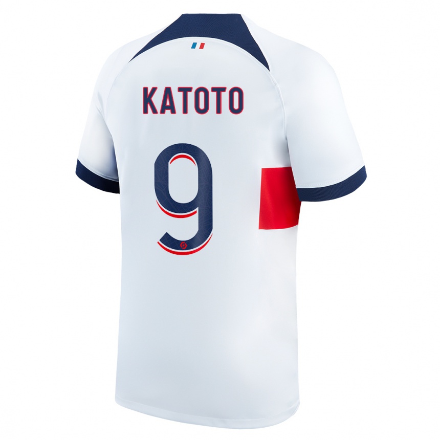 Kinder Fußball Marie-Antoinette Katoto #9 Weiß Auswärtstrikot Trikot 2023/24 T-Shirt Luxemburg