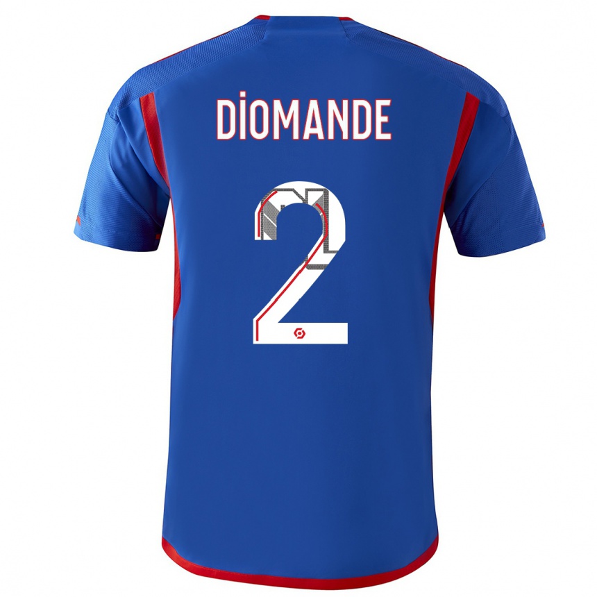 Kinder Fußball Sinaly Diomande #2 Blau Rot Auswärtstrikot Trikot 2023/24 T-Shirt Luxemburg