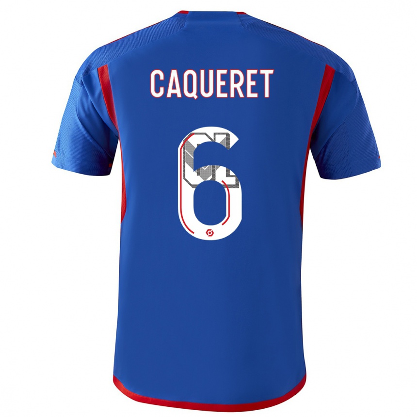 Kinder Fußball Maxence Caqueret #6 Blau Rot Auswärtstrikot Trikot 2023/24 T-Shirt Luxemburg