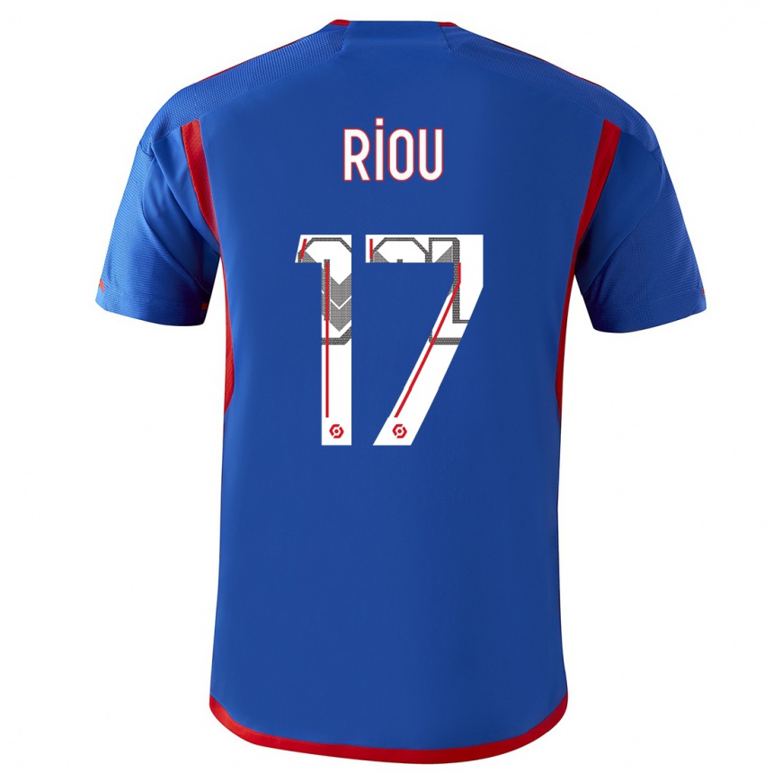 Kinder Fußball Remy Riou #17 Blau Rot Auswärtstrikot Trikot 2023/24 T-Shirt Luxemburg
