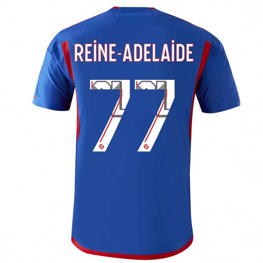 Kinder Fußball Jeff Reine-Adelaide #77 Blau Rot Auswärtstrikot Trikot 2023/24 T-Shirt Luxemburg
