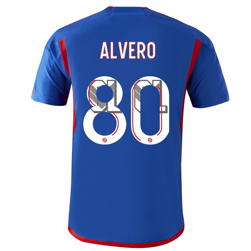 Kinder Fußball Skelly Alvero #80 Blau Rot Auswärtstrikot Trikot 2023/24 T-Shirt Luxemburg