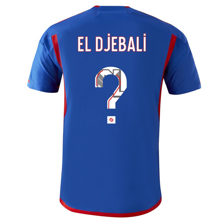 Kinder Fußball Rayan El Djebali #0 Blau Rot Auswärtstrikot Trikot 2023/24 T-Shirt Luxemburg