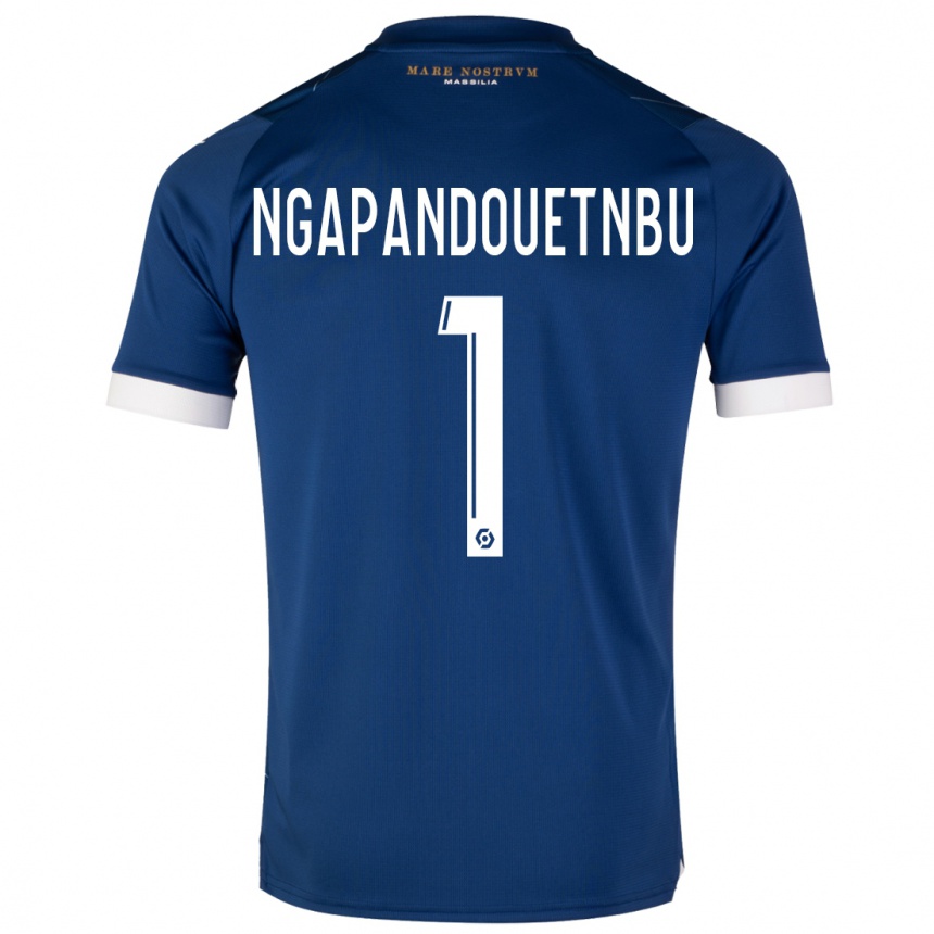 Kinder Fußball Simon Ngapandouetnbu #1 Dunkelblau Auswärtstrikot Trikot 2023/24 T-Shirt Luxemburg