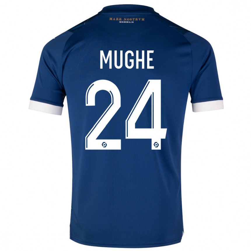 Kinder Fußball François Mughe #24 Dunkelblau Auswärtstrikot Trikot 2023/24 T-Shirt Luxemburg