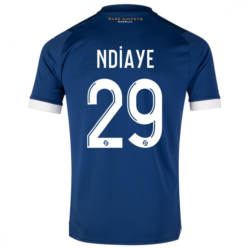 Kinder Fußball Iliman Ndiaye #29 Dunkelblau Auswärtstrikot Trikot 2023/24 T-Shirt Luxemburg