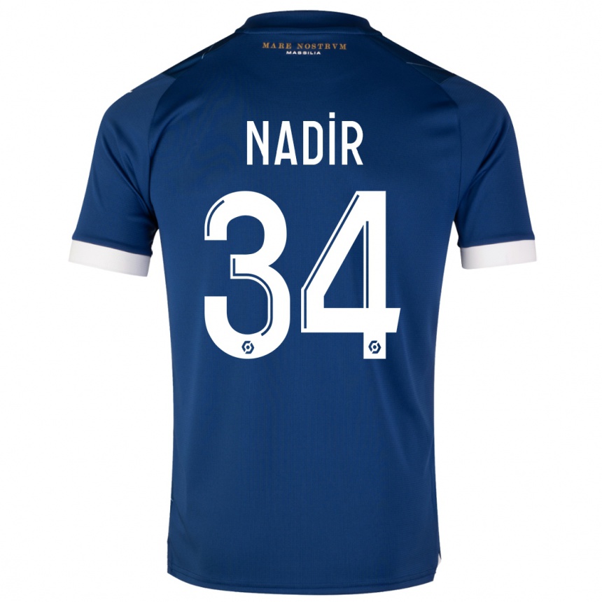 Kinder Fußball Bilal Nadir #34 Dunkelblau Auswärtstrikot Trikot 2023/24 T-Shirt Luxemburg