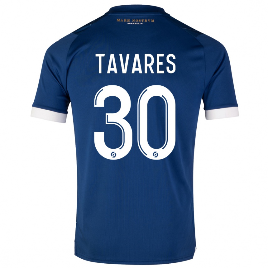 Kinder Fußball Nuno Tavares #30 Dunkelblau Auswärtstrikot Trikot 2023/24 T-Shirt Luxemburg