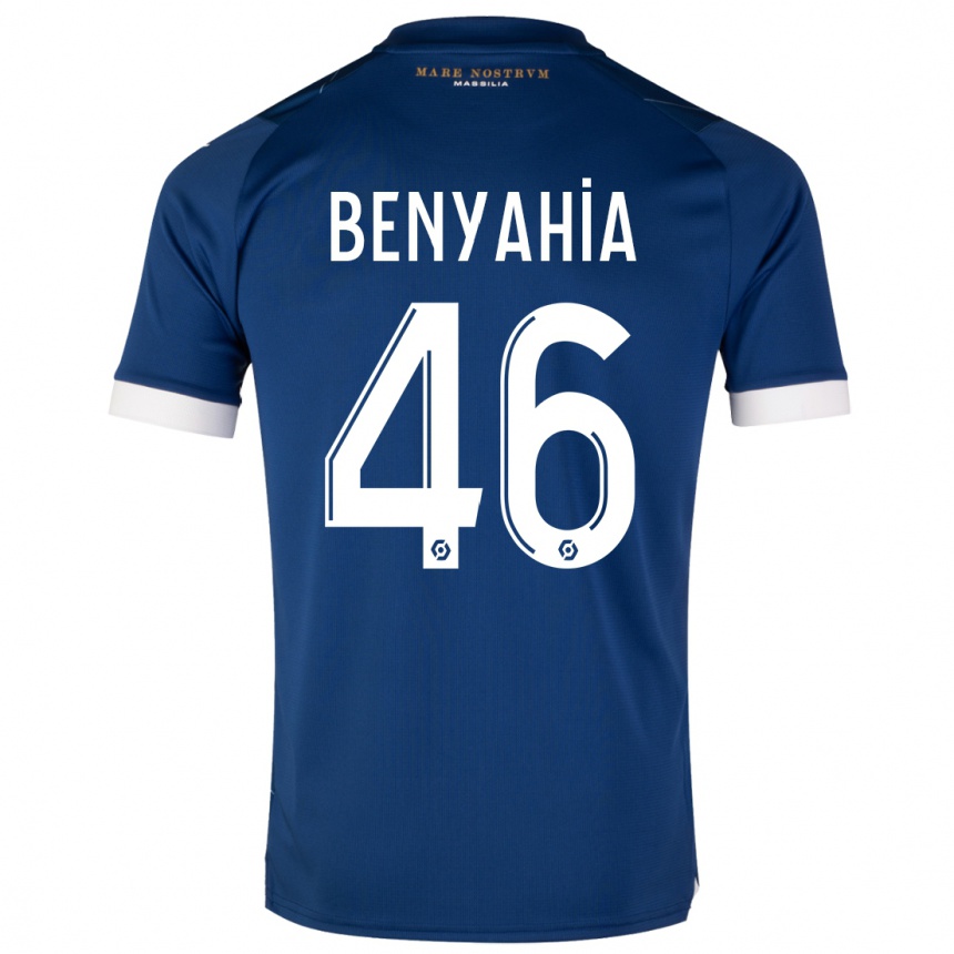 Kinder Fußball Aylan Benyahia-Tani #46 Dunkelblau Auswärtstrikot Trikot 2023/24 T-Shirt Luxemburg