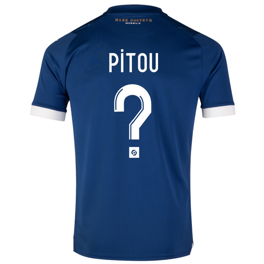 Kinder Fußball Jonathan Pitou #0 Dunkelblau Auswärtstrikot Trikot 2023/24 T-Shirt Luxemburg