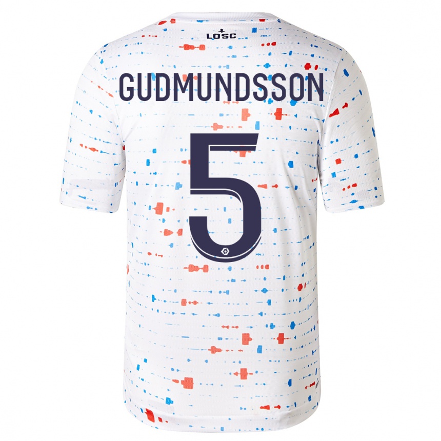 Kinder Fußball Gabriel Gudmundsson #5 Weiß Auswärtstrikot Trikot 2023/24 T-Shirt Luxemburg