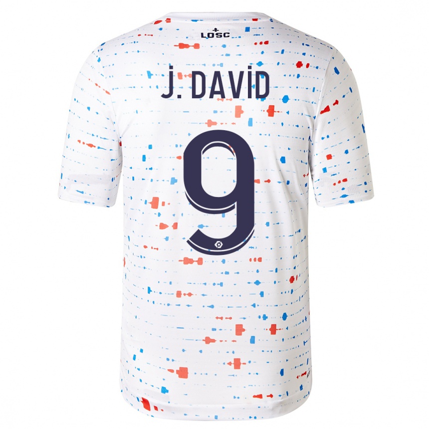 Kinder Fußball Jonathan David #9 Weiß Auswärtstrikot Trikot 2023/24 T-Shirt Luxemburg