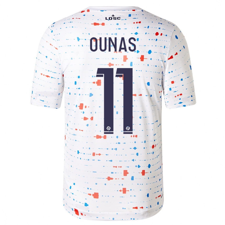 Kinder Fußball Adam Ounas #11 Weiß Auswärtstrikot Trikot 2023/24 T-Shirt Luxemburg