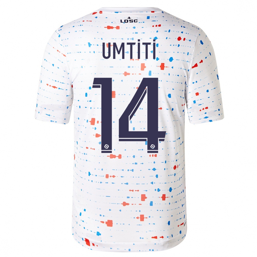 Kinder Fußball Samuel Umtiti #14 Weiß Auswärtstrikot Trikot 2023/24 T-Shirt Luxemburg