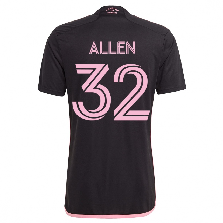 Kinder Fußball Noah Allen #32 Schwarz Auswärtstrikot Trikot 2023/24 T-Shirt Luxemburg