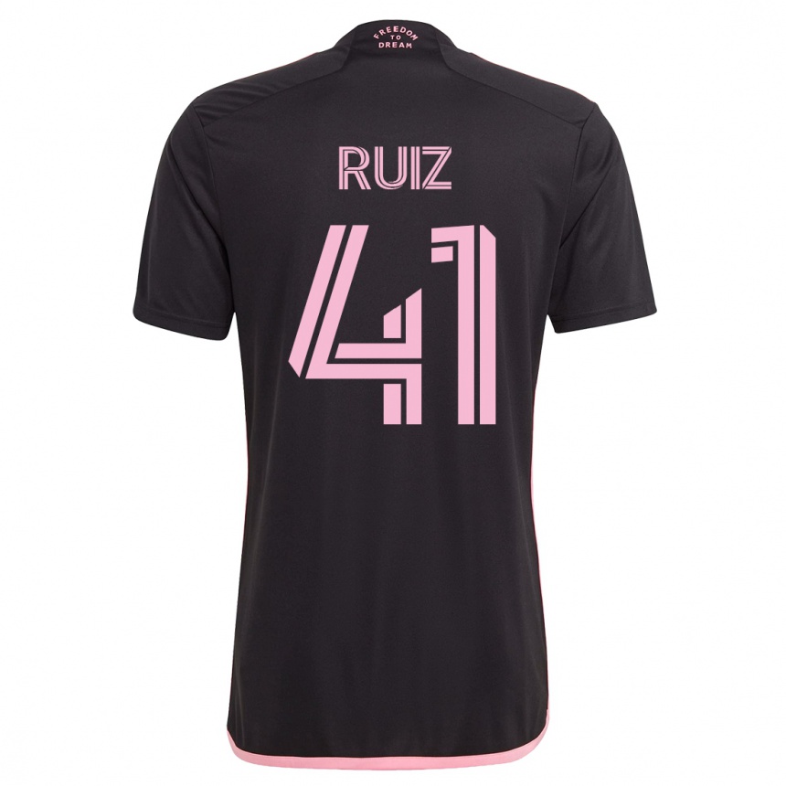 Kinder Fußball David Ruíz #41 Schwarz Auswärtstrikot Trikot 2023/24 T-Shirt Luxemburg