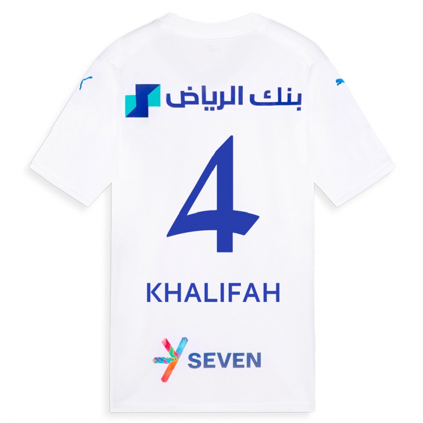 Kinder Fußball Khalifah Al-Dawsari #4 Weiß Auswärtstrikot Trikot 2023/24 T-Shirt Luxemburg