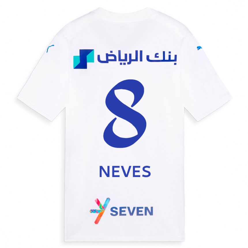 Kinder Fußball Rúben Neves #8 Weiß Auswärtstrikot Trikot 2023/24 T-Shirt Luxemburg