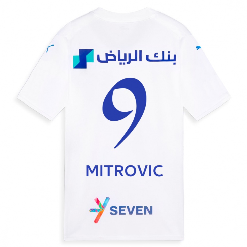 Kinder Fußball Aleksandar Mitrovic #9 Weiß Auswärtstrikot Trikot 2023/24 T-Shirt Luxemburg