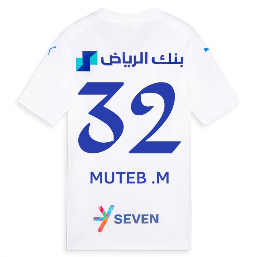 Kinder Fußball Muteb Al-Mufarrij #32 Weiß Auswärtstrikot Trikot 2023/24 T-Shirt Luxemburg