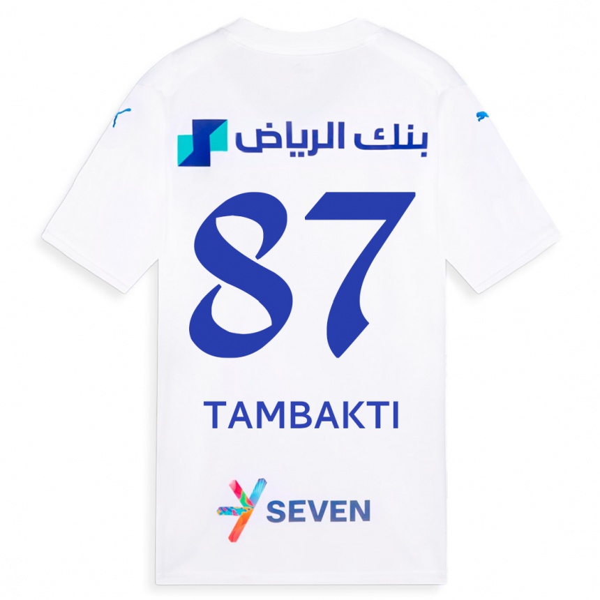 Kinder Fußball Hassan Tambakti #87 Weiß Auswärtstrikot Trikot 2023/24 T-Shirt Luxemburg