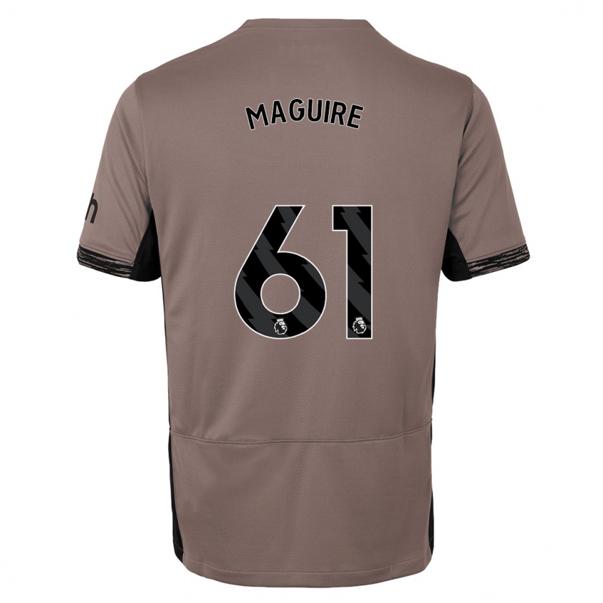 Kinder Fußball Aaron Maguire #61 Dunkelbeige Ausweichtrikot Trikot 2023/24 T-Shirt Luxemburg