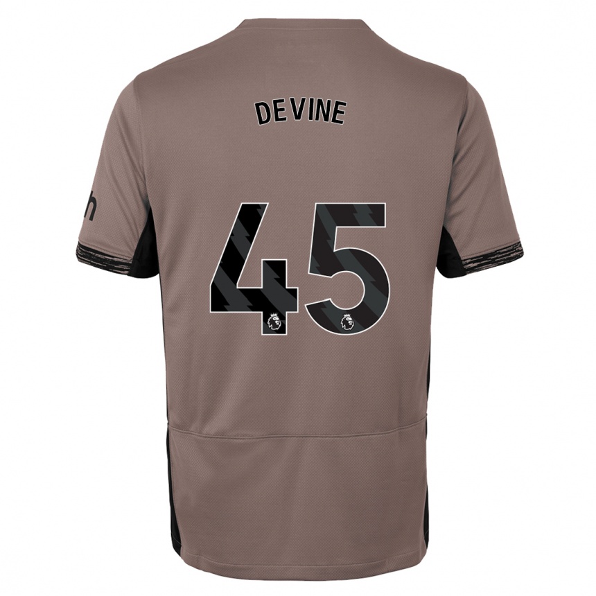 Kinder Fußball Alfie Devine #45 Dunkelbeige Ausweichtrikot Trikot 2023/24 T-Shirt Luxemburg