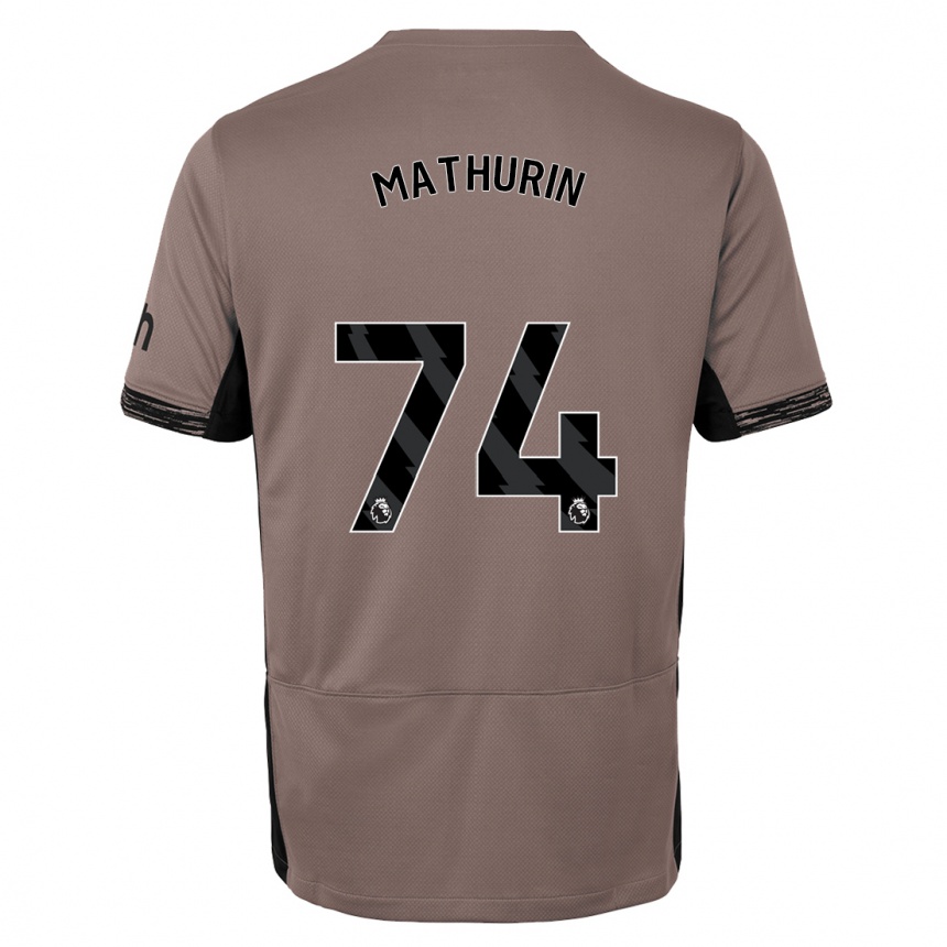 Kinder Fußball Roshaun Mathurin #74 Dunkelbeige Ausweichtrikot Trikot 2023/24 T-Shirt Luxemburg