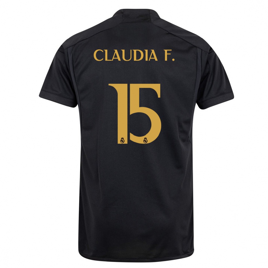 Kinder Fußball Claudia Florentino #15 Schwarz Ausweichtrikot Trikot 2023/24 T-Shirt Luxemburg