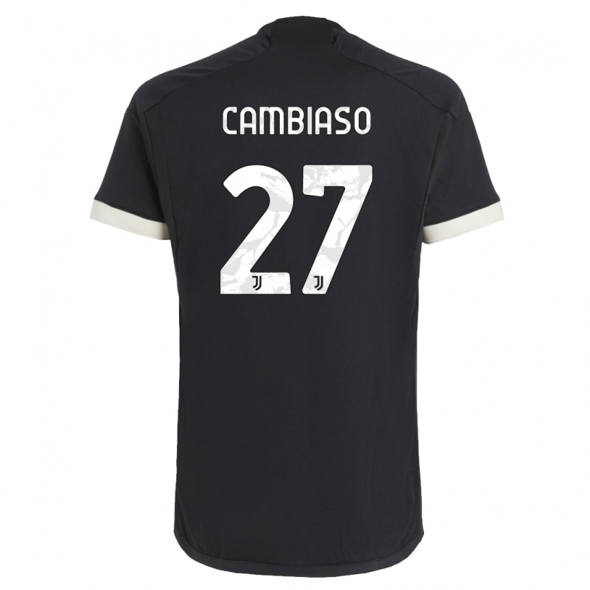 Kinder Fußball Andrea Cambiaso #27 Schwarz Ausweichtrikot Trikot 2023/24 T-Shirt Luxemburg