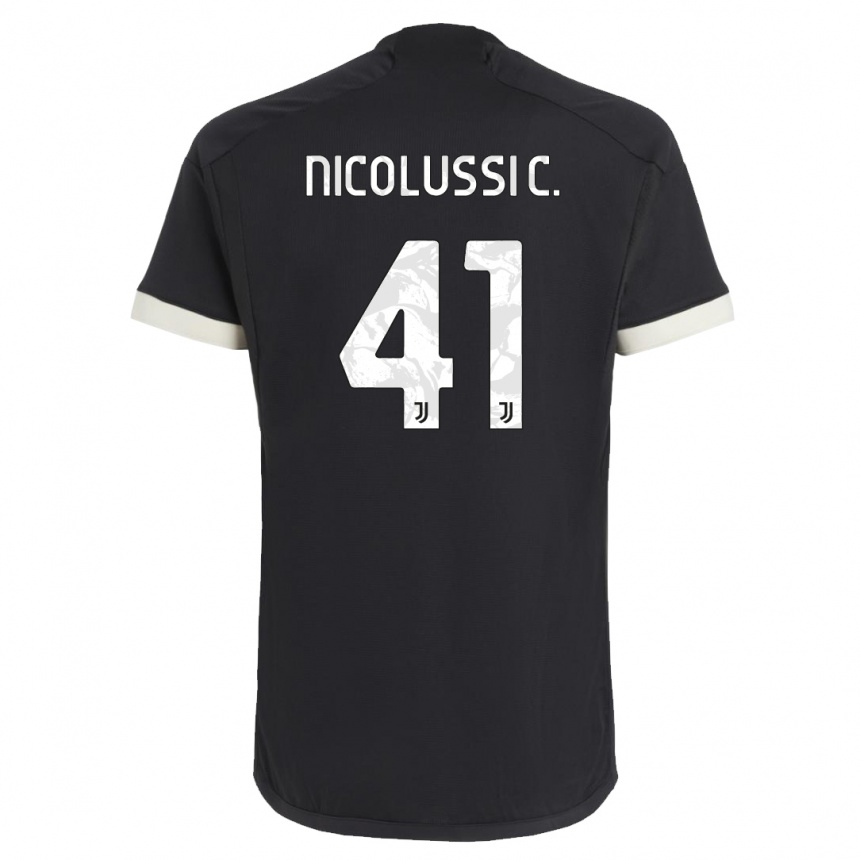 Kinder Fußball Hans Nicolussi Caviglia #41 Schwarz Ausweichtrikot Trikot 2023/24 T-Shirt Luxemburg